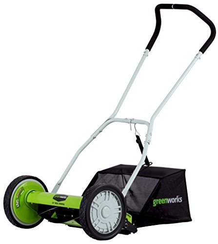 Greenworks 16-Inch Reel Lawn Mower with Grass Catcher 25052 (Renewed)